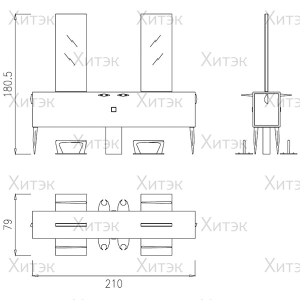 Зеркало парикмахерское SQUARE ISLAND